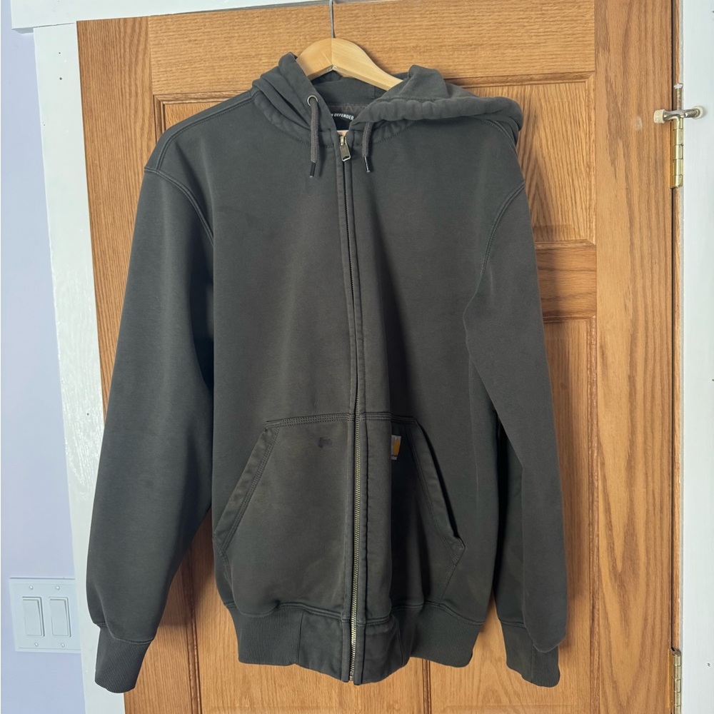 Carhartt Charcoal Gray Zip-Up Hooded Sweatshirt